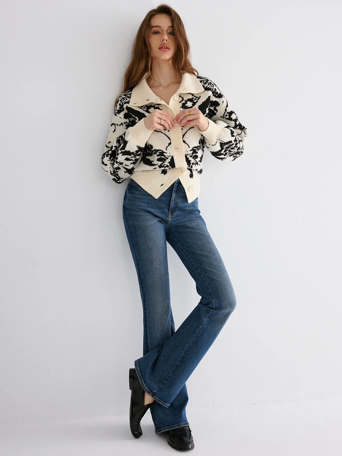 Floral Jacquard Button Cardigan sold by COMMENSE product image thumbnail 4