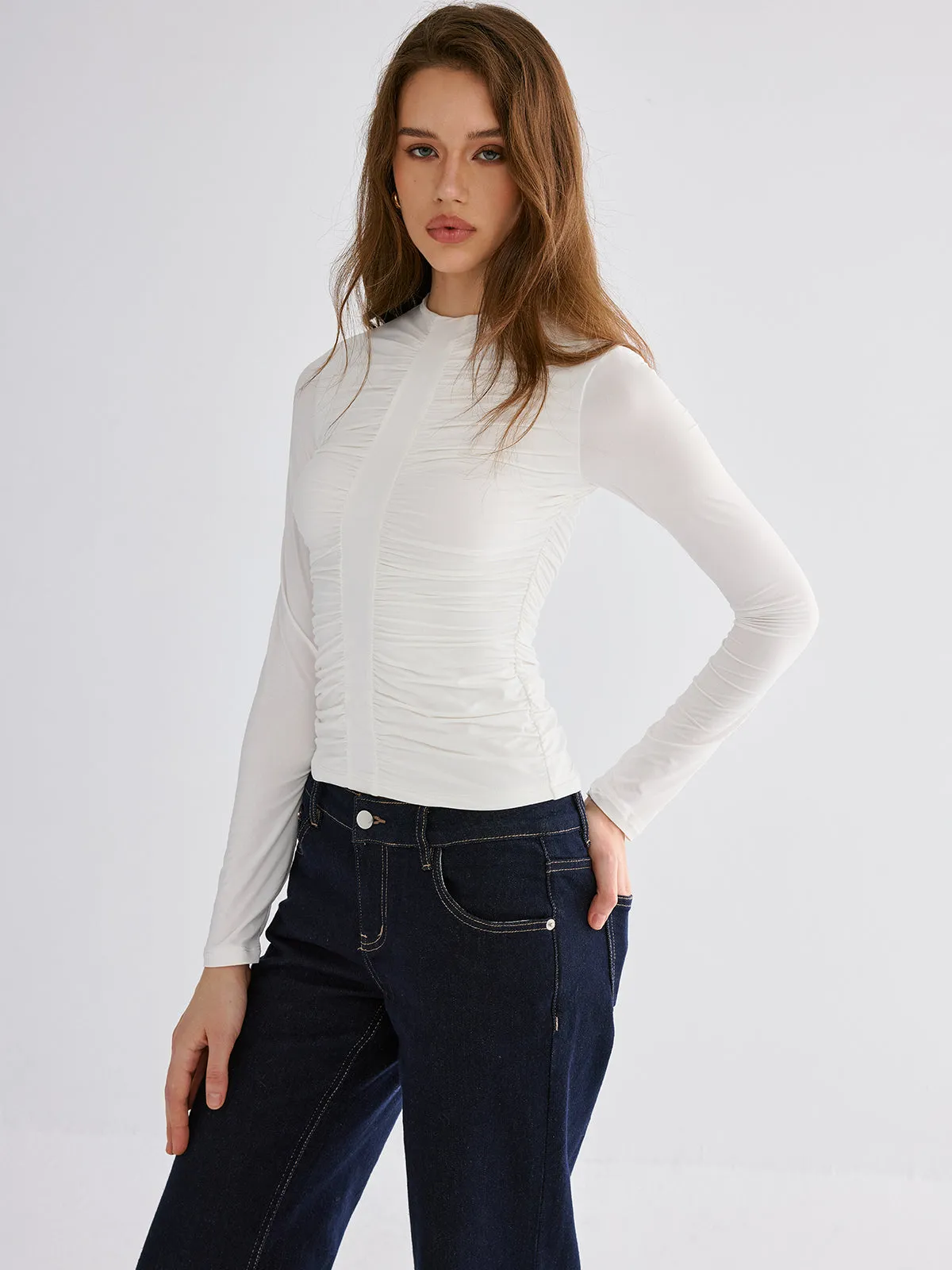 Ruched Long Sleeve Top sold by COMMENSE product image thumbnail 5