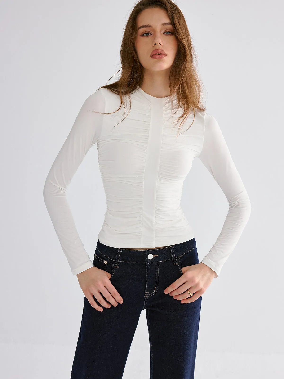 Ruched Long Sleeve Top sold by COMMENSE product image thumbnail 2