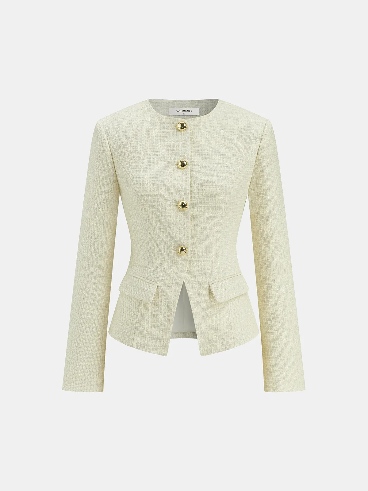 Metal Button Tweed Blazer sold by COMMENSE product image thumbnail 2