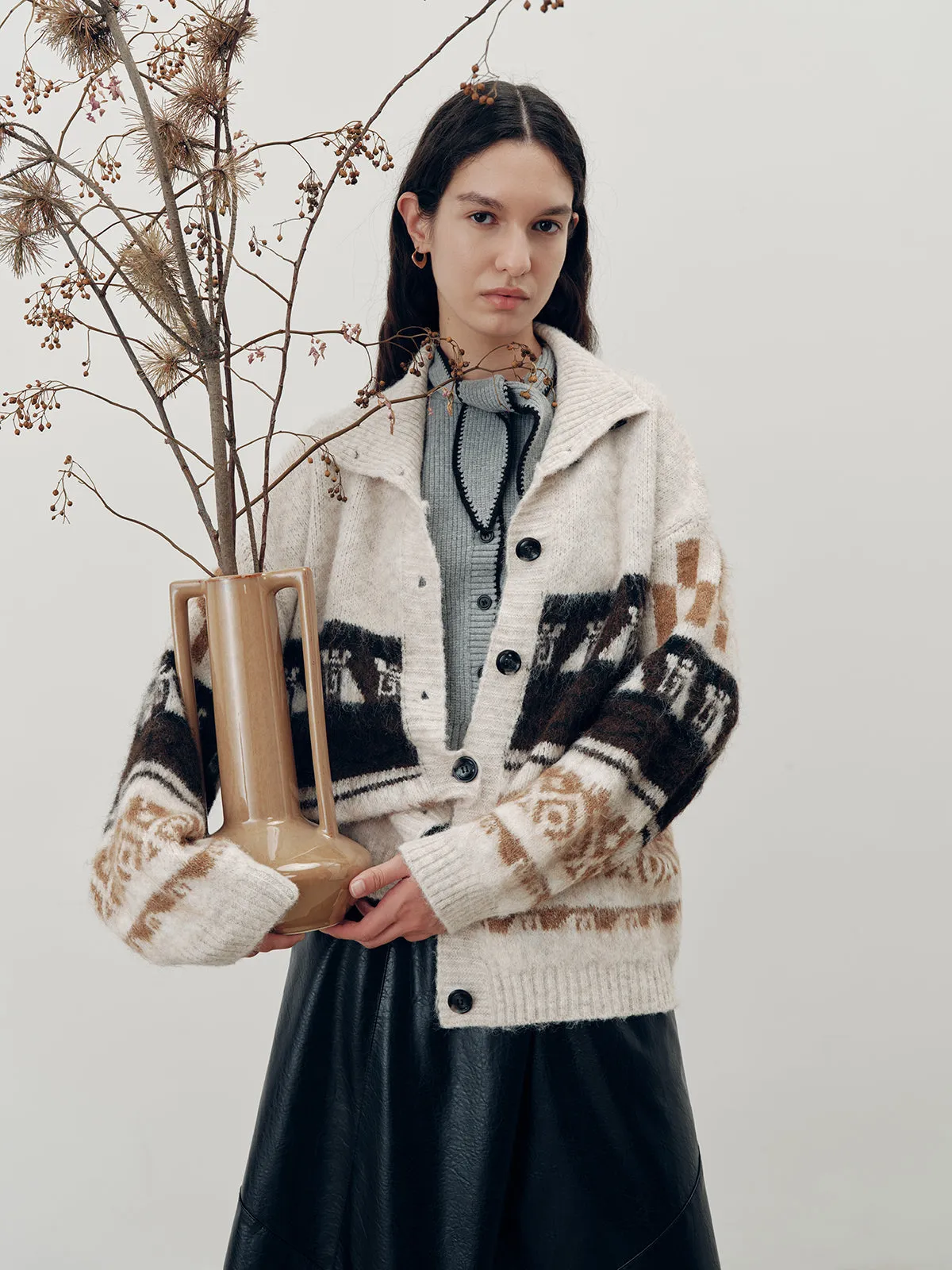 Jacquard Casual Knit Outerwear sold by COMMENSE product image thumbnail 3