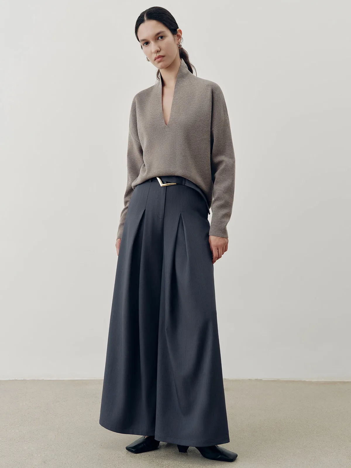 Wool-Blend Deep V-Neck Sweater sold by COMMENSE product image thumbnail 5