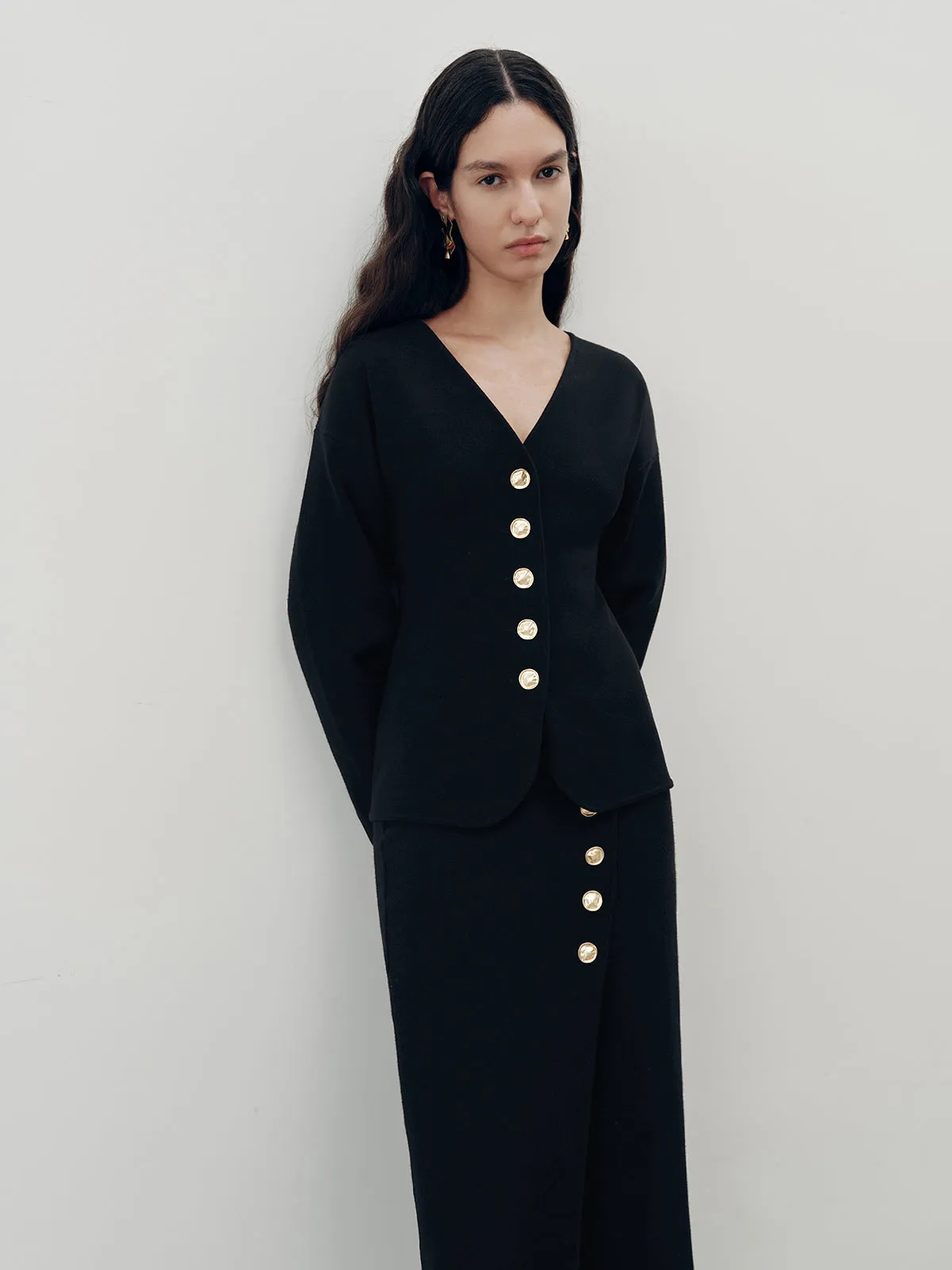 Metal Button V-Neck Cardigan sold by COMMENSE product image thumbnail 2