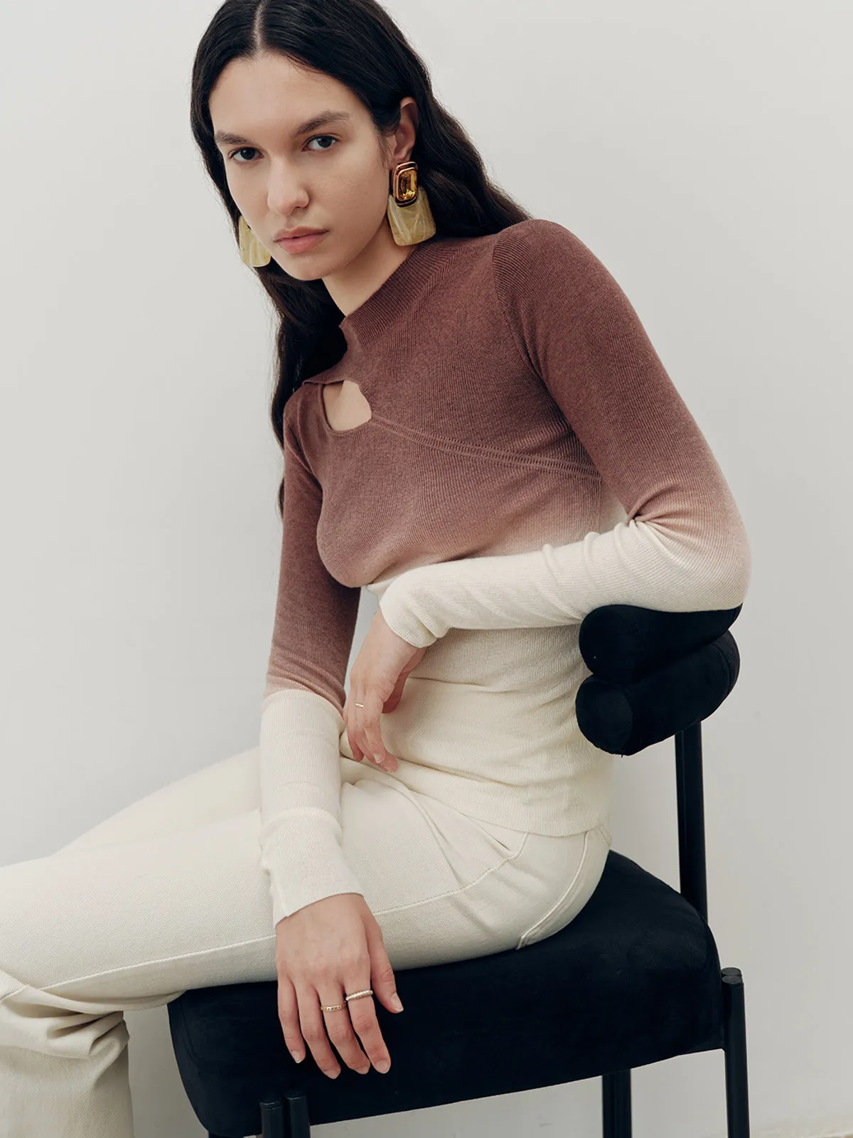 Ombre Cut-Out Knit Top sold by COMMENSE product image thumbnail 2