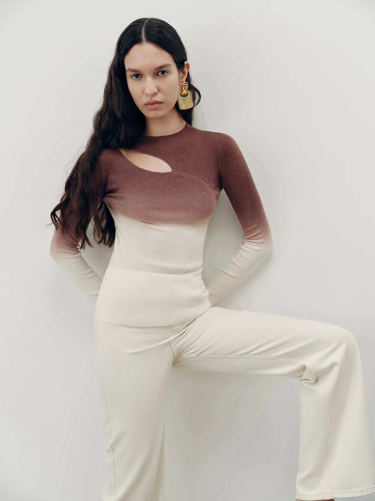 Ombre Cut-Out Knit Top sold by COMMENSE product image thumbnail 3