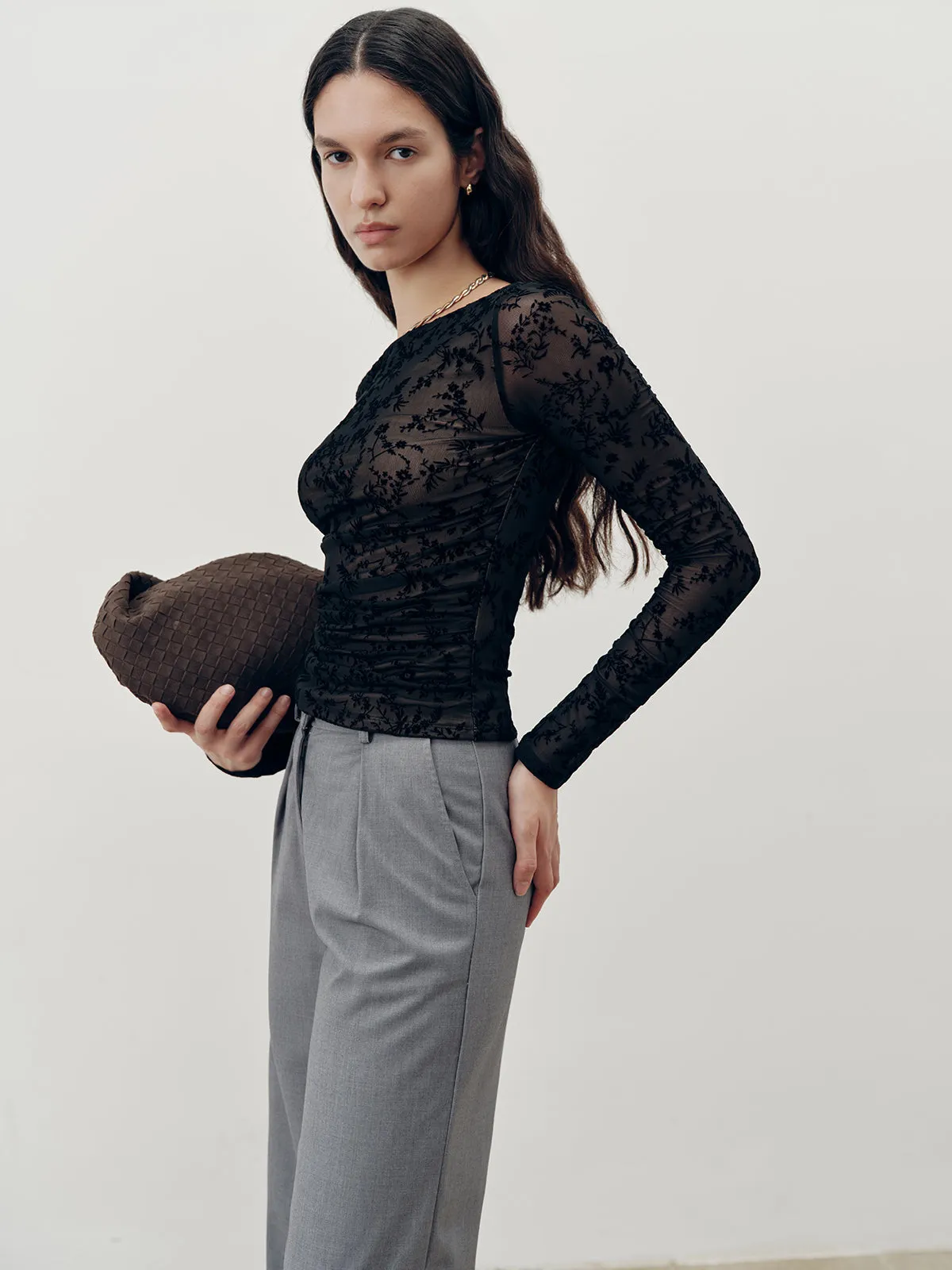 Floral Lace Long Sleeve T-Shirt sold by COMMENSE product image thumbnail 3
