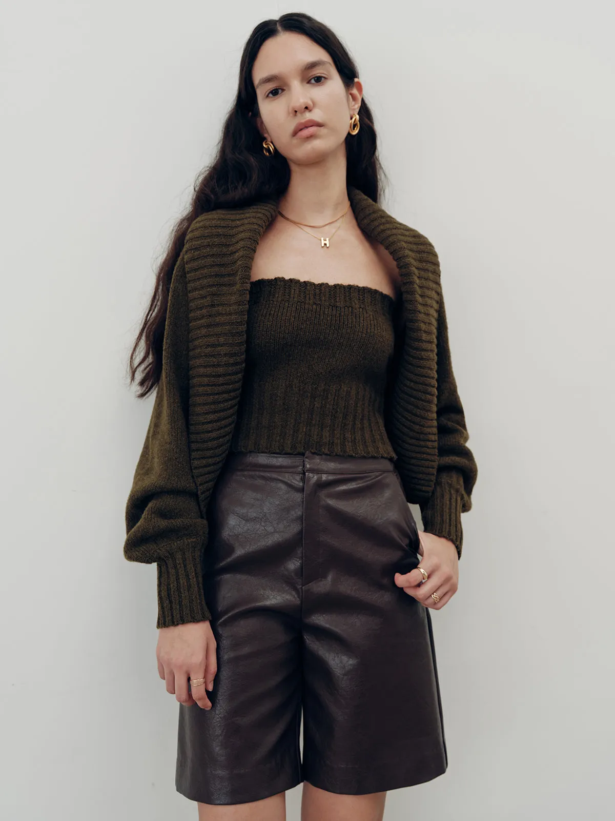 Knit Strapless Top and Cardigan Two-Piece Set sold by COMMENSE product image thumbnail 3