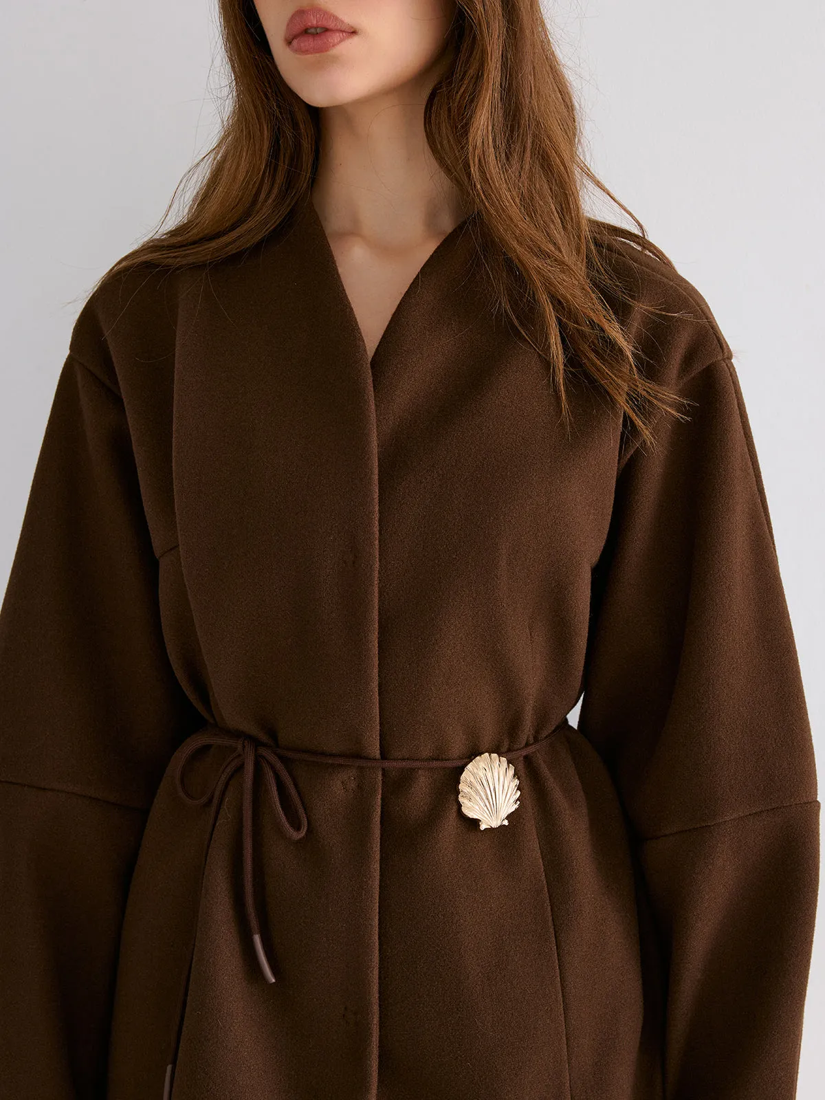 Shell Detail Tie-Waist Coat sold by COMMENSE product image thumbnail 3