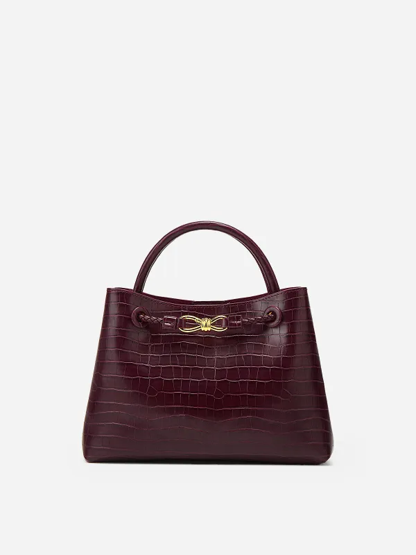 Crocodile-Embossed PU Leather Tote Bag sold by COMMENSE