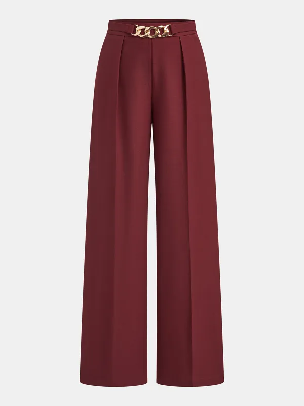 High-Waisted Chain Pleated Wide-Leg Pants sold by COMMENSE