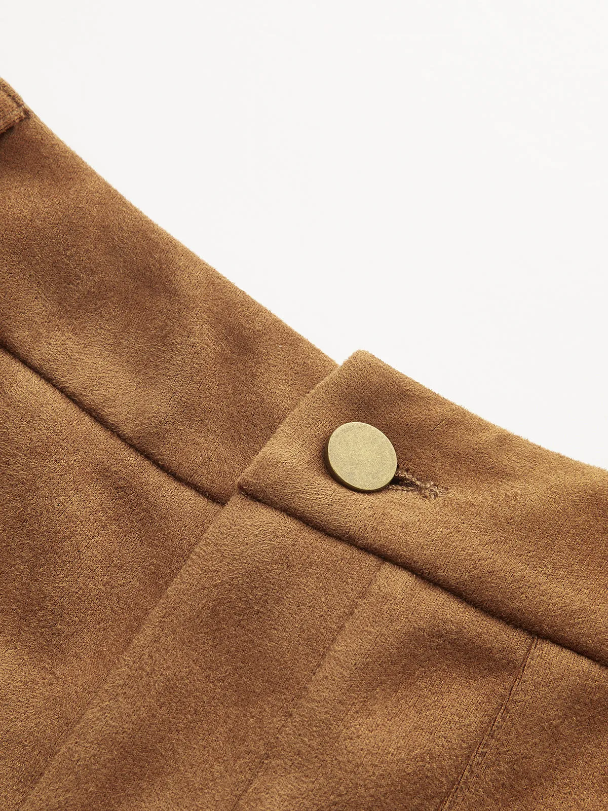 Braided Detail Mid-Waist Suede Effect Pants sold by COMMENSE product image thumbnail 4