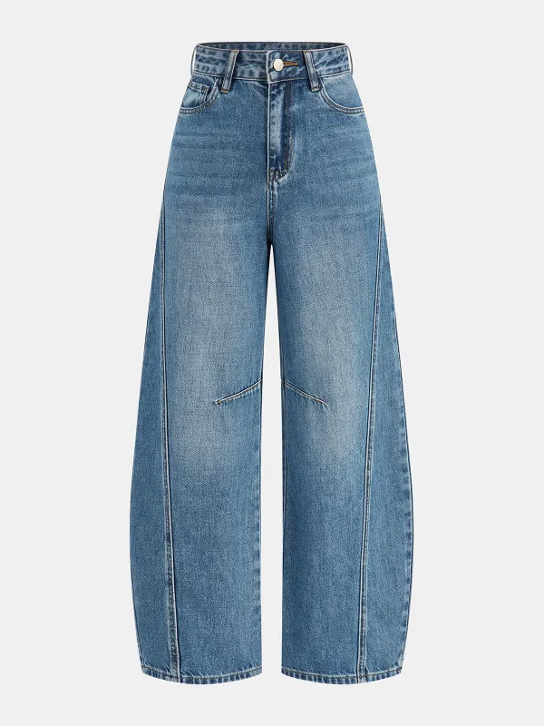 Denim Curved-Leg Jeans sold by COMMENSE