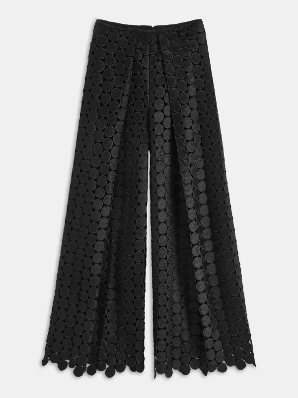 Mid-Waist Circular Applique Wide-Leg Pants sold by COMMENSE