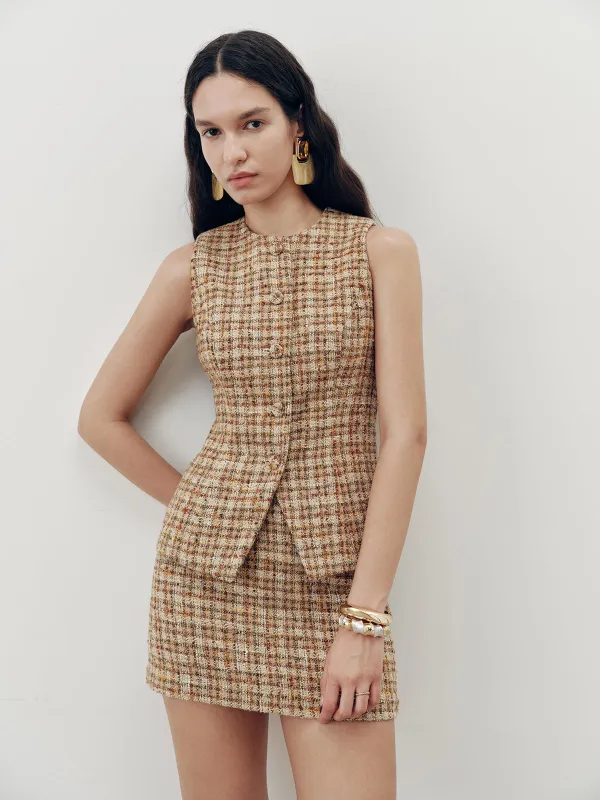 Tweed Sleeveless Vest sold by COMMENSE