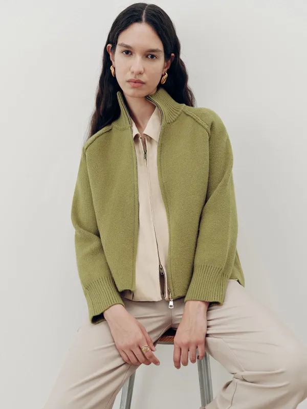 Zip-Up Turtleneck Knit Cardigan sold by COMMENSE