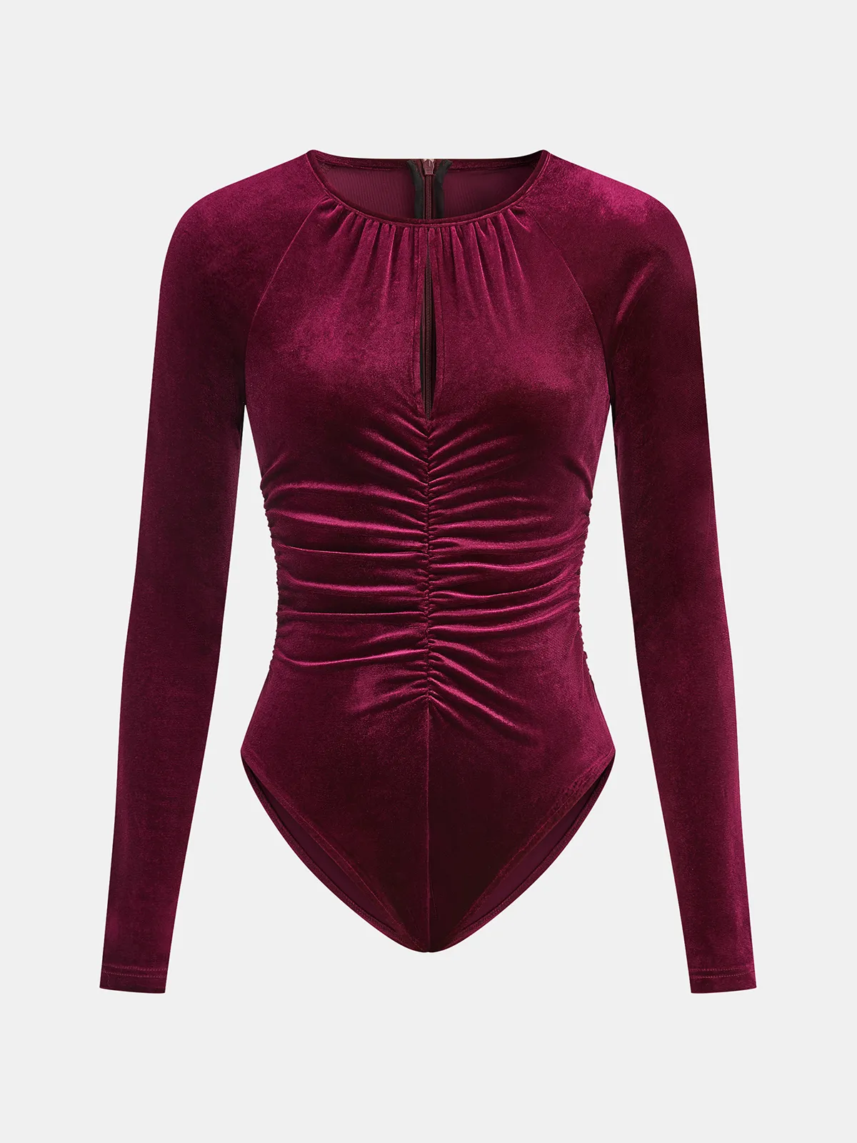 Velvet Ruched Long-Sleeve Bodysuit sold by COMMENSE product image thumbnail 2