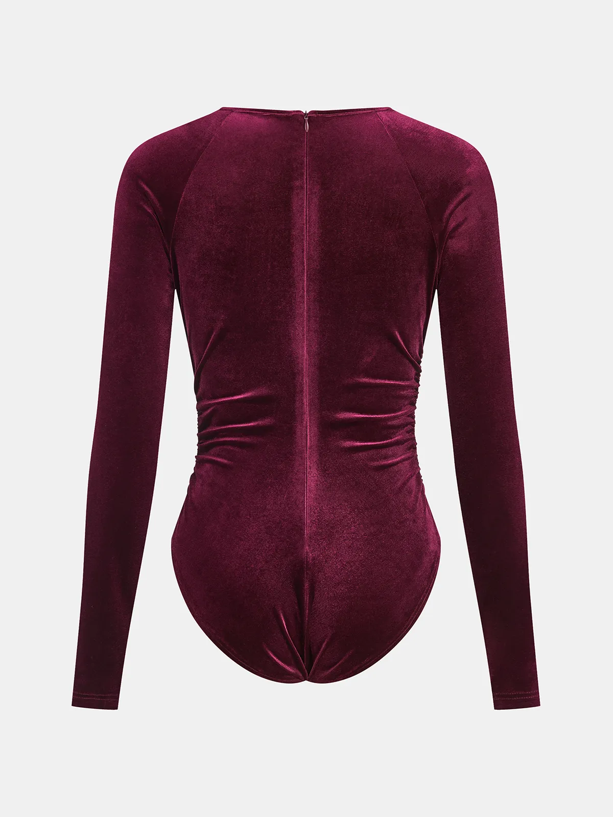Velvet Ruched Long-Sleeve Bodysuit sold by COMMENSE product image thumbnail 3