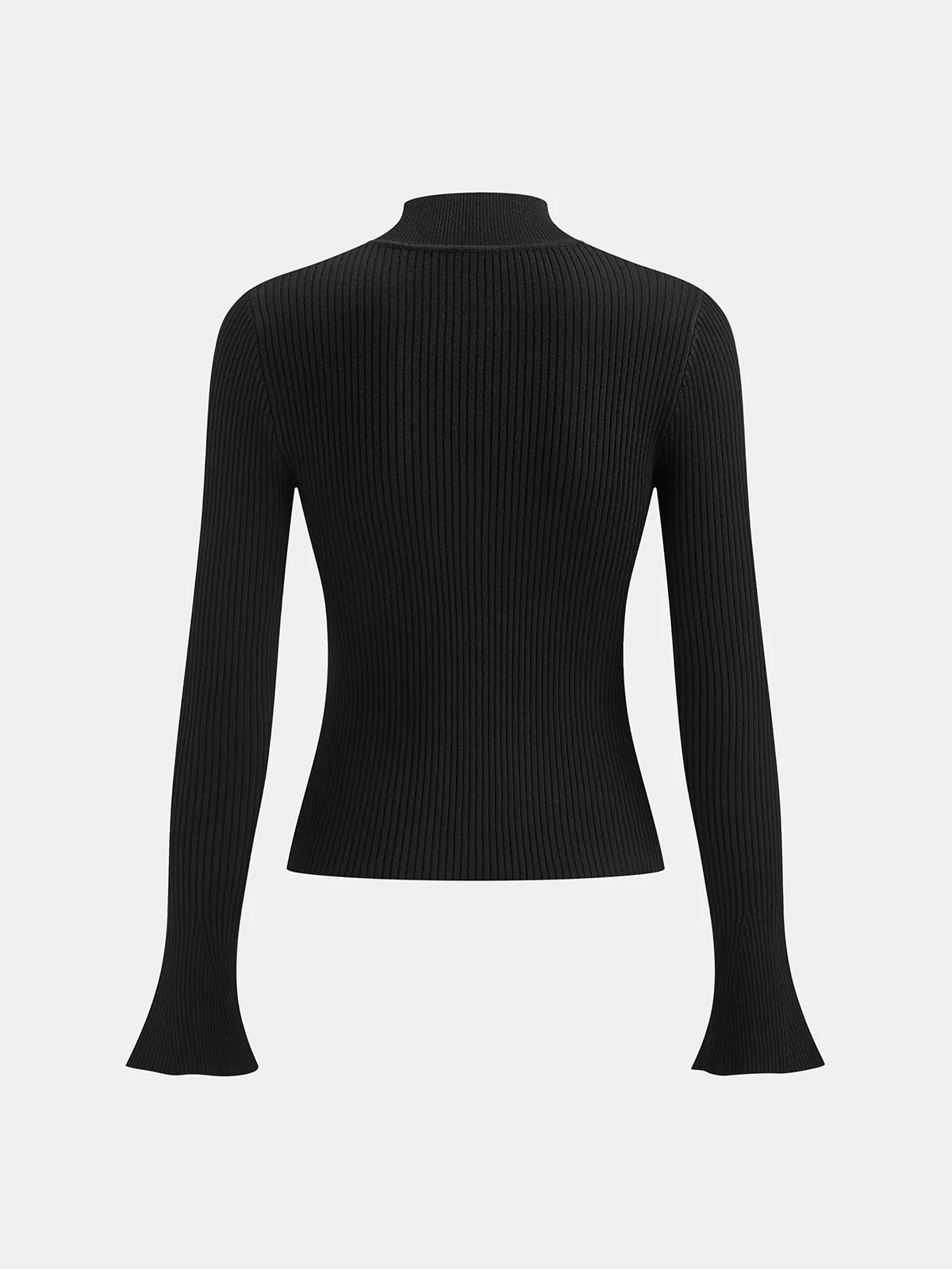 Wool-Blend Mock Neck Ribbed Knit Top sold by COMMENSE product image thumbnail 2