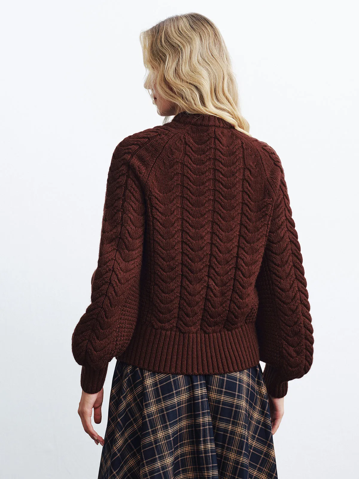 Cable-Knit Button-Front Cardigan sold by COMMENSE product image thumbnail 5