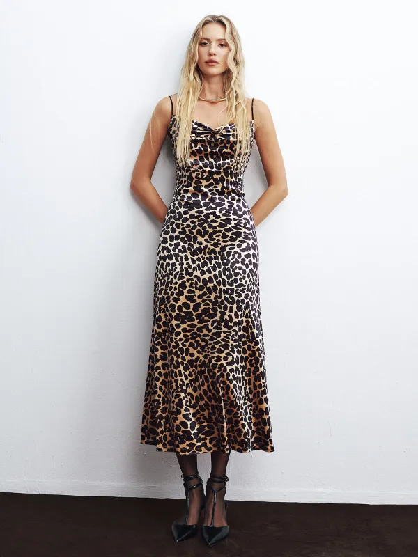 Leopard Print Velvet Cami Midi Dress sold by COMMENSE