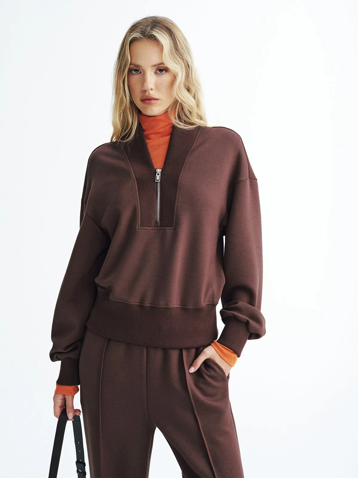 V-Neck Half-Zip Sweatshirt sold by COMMENSE