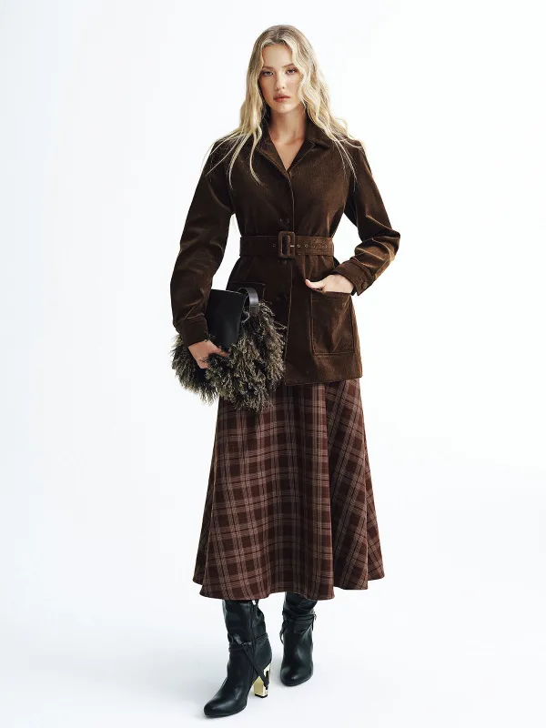 Collared Corduroy Belted Jacket sold by COMMENSE