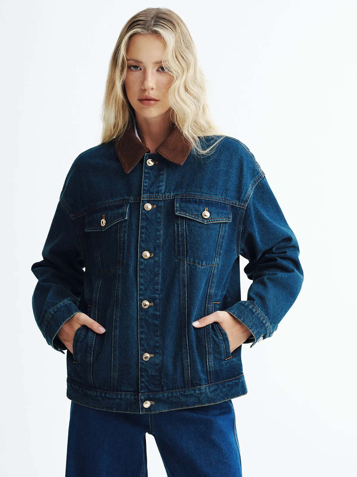 Corduroy Collar Denim Jacket sold by COMMENSE product image thumbnail 3