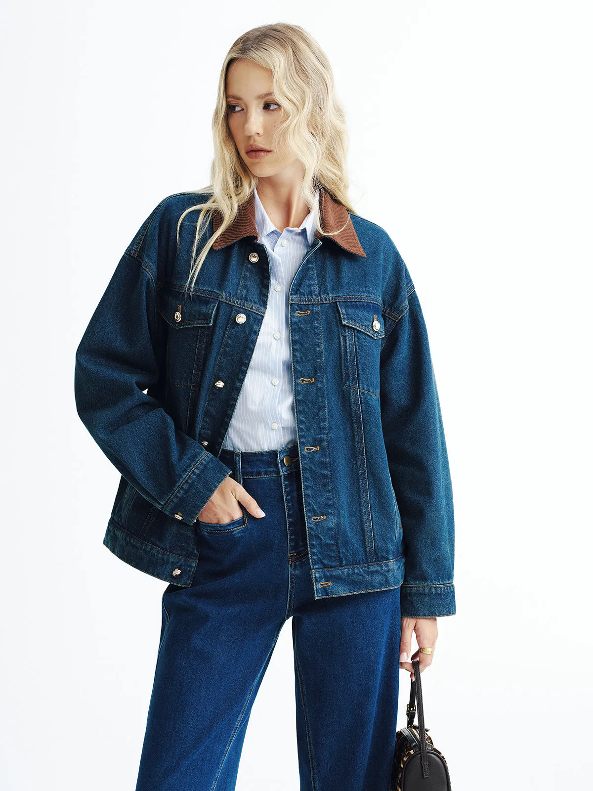 Corduroy Collar Denim Jacket sold by COMMENSE product image thumbnail 5