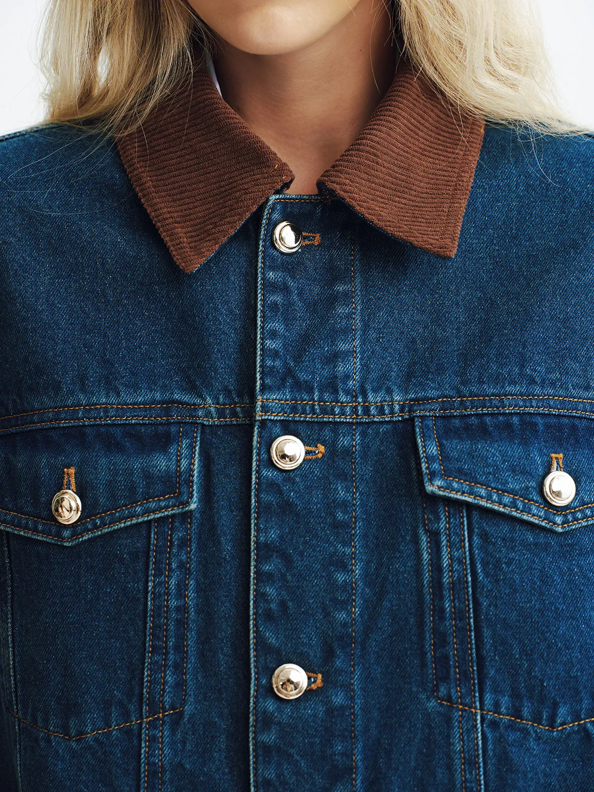 Corduroy Collar Denim Jacket sold by COMMENSE product image thumbnail 2