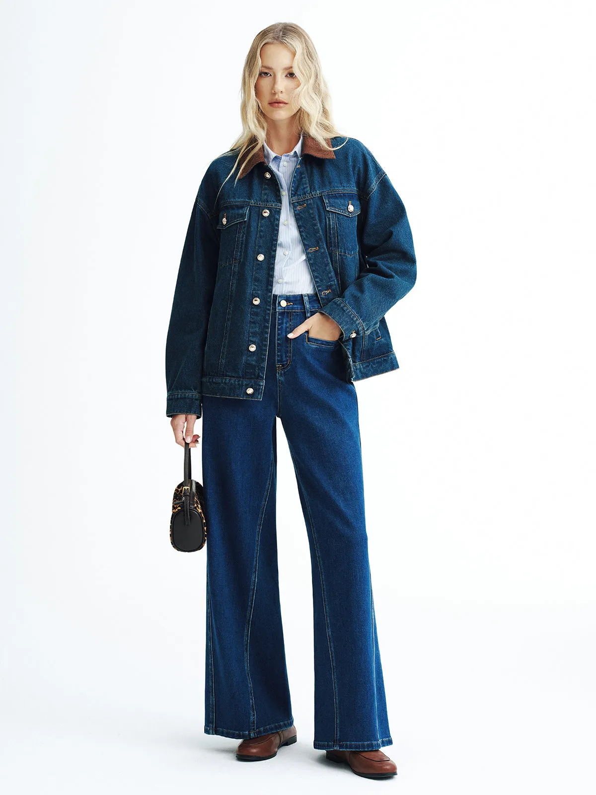 High-Waisted Denim Wide-Leg Jeans sold by COMMENSE product image thumbnail 2