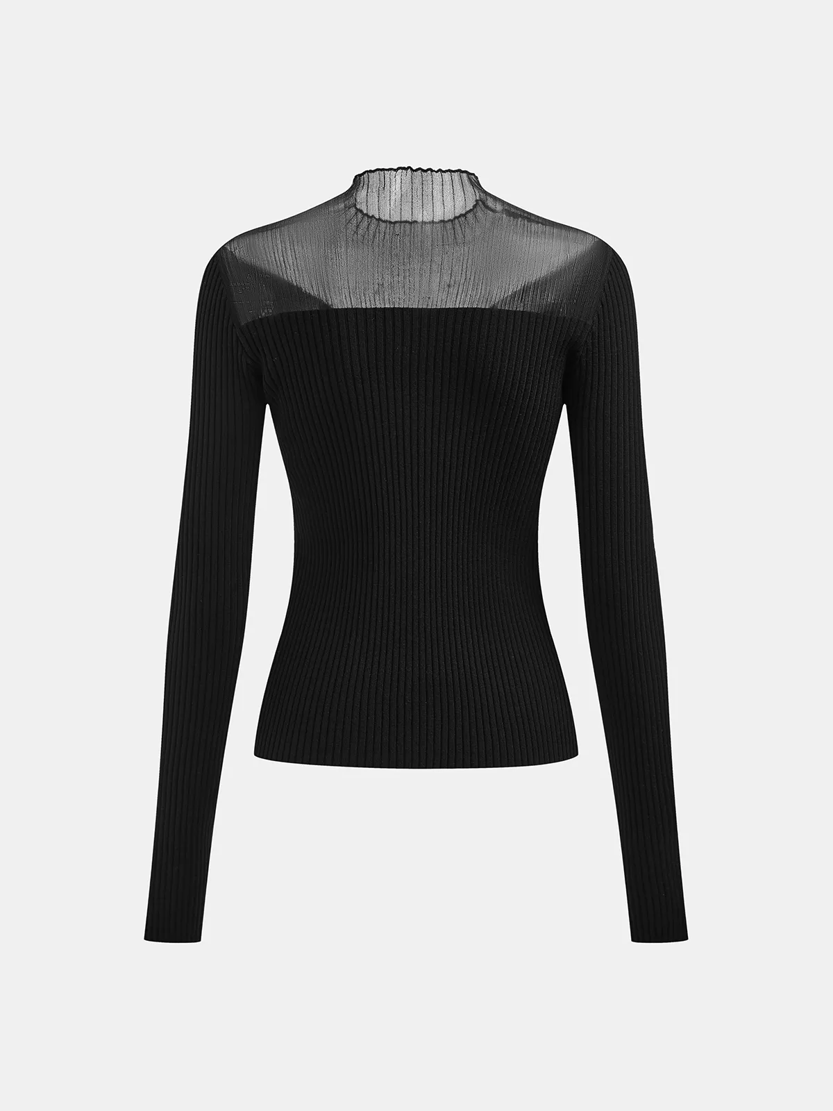 Mesh Panel Wool Blend Mock Neck Top sold by COMMENSE product image thumbnail 3