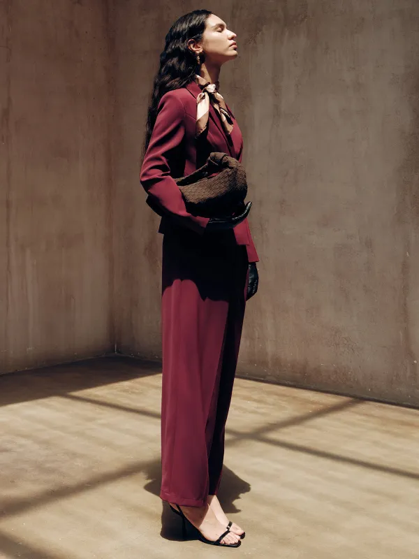 Mid-Waist Pleated Wide-Leg Pants sold by COMMENSE