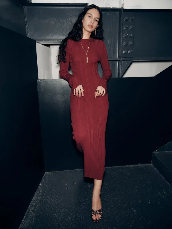 Slim-Fit Long Sleeve Knit Maxi Dress sold by COMMENSE