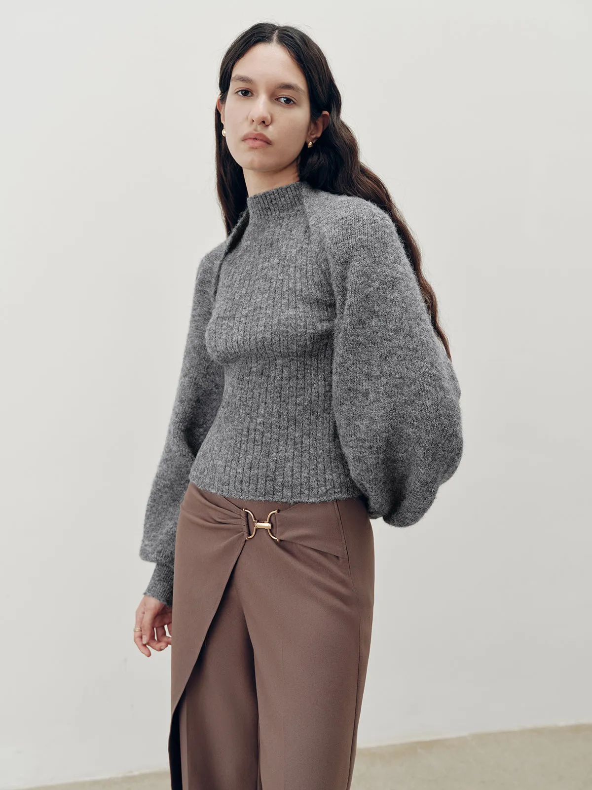 Wool-Blend Mock Neck Two-Piece Sweater Set sold by COMMENSE product image thumbnail 5