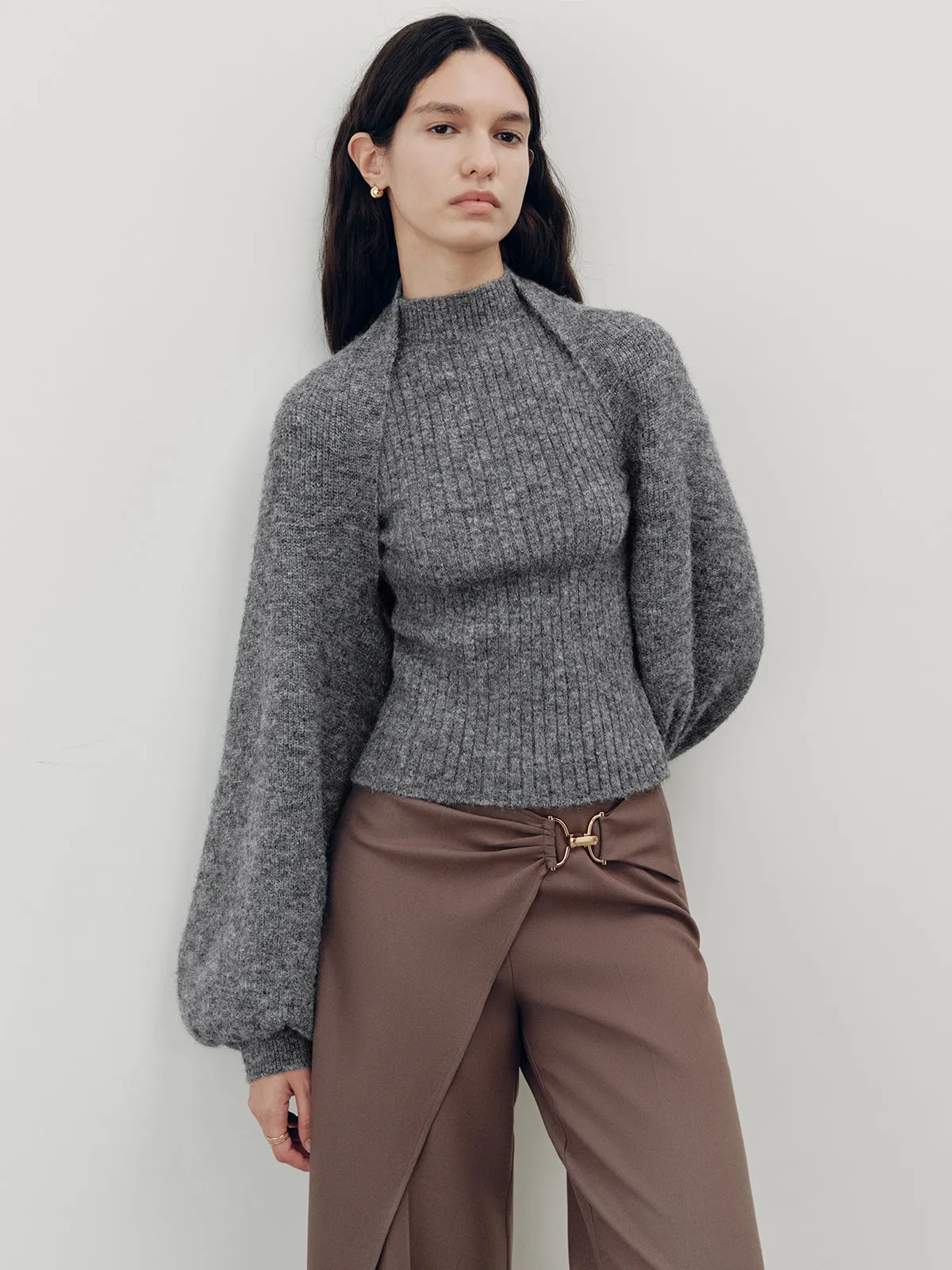 Wool-Blend Mock Neck Two-Piece Sweater Set sold by COMMENSE product image thumbnail 2