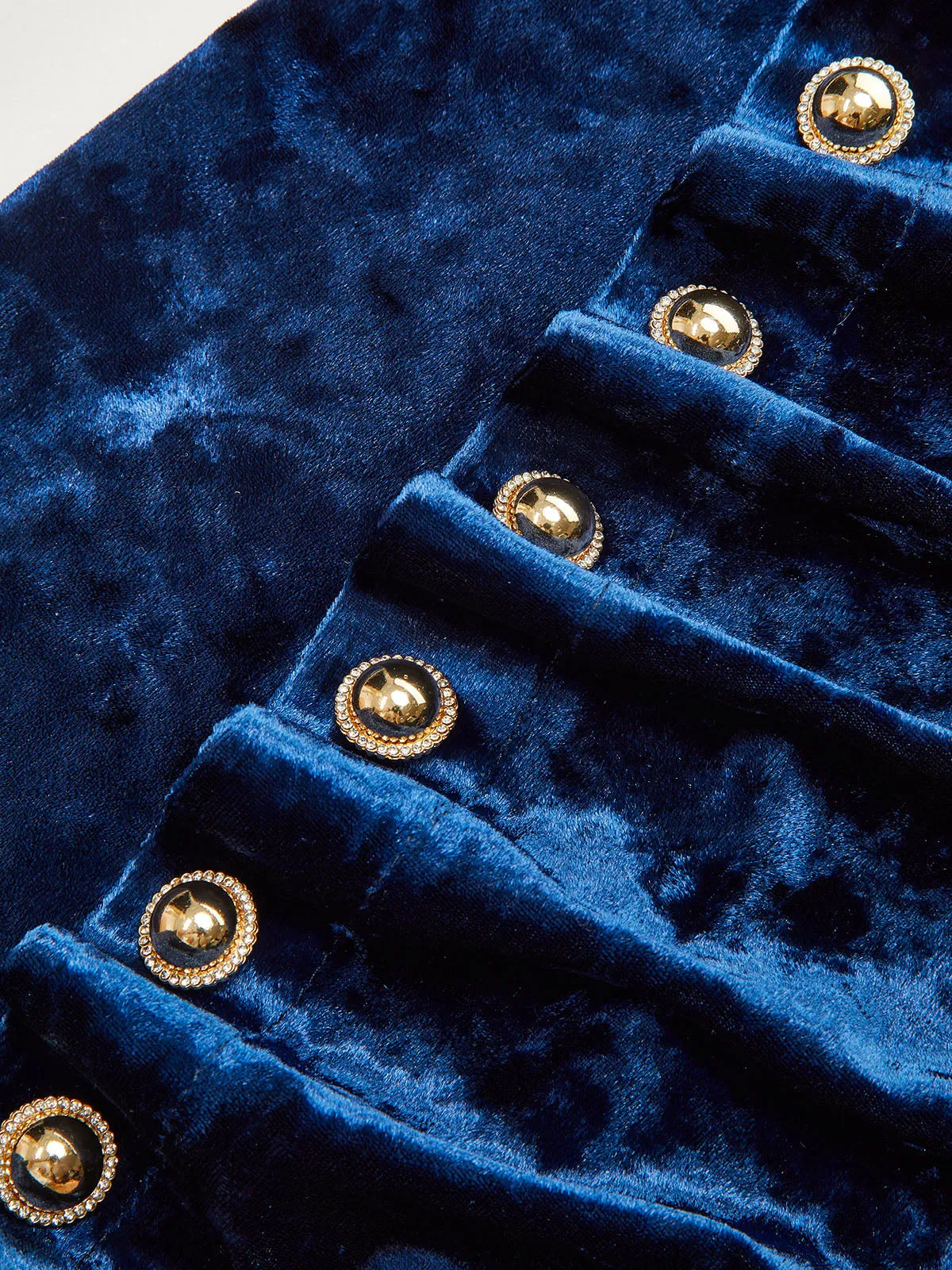 Metal Button Ruched Velvet Maxi Dress sold by COMMENSE product image thumbnail 4