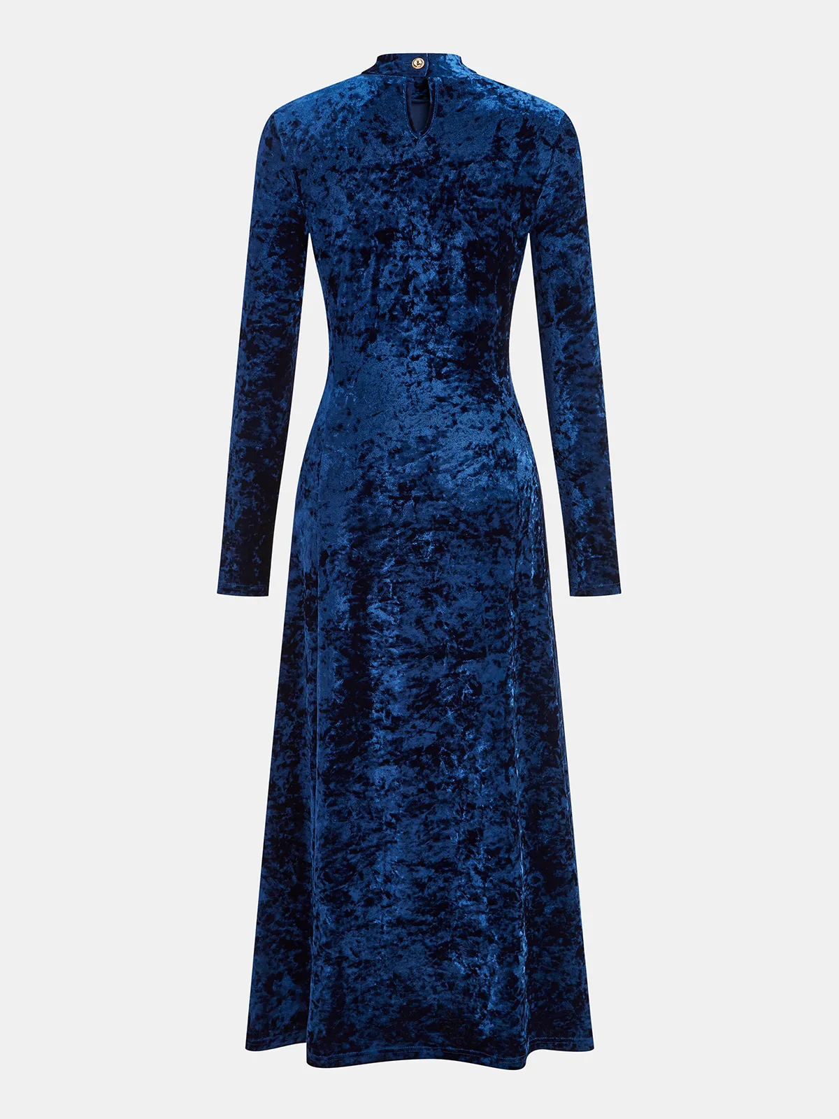 Metal Button Ruched Velvet Maxi Dress sold by COMMENSE product image thumbnail 2