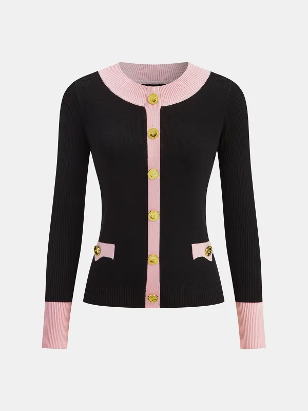 Contrast Trim Wool-Blend Knit Top sold by COMMENSE