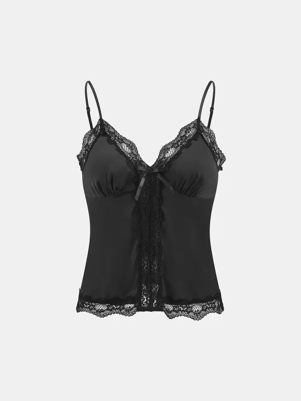 Lace Trim Satin Cami Top sold by COMMENSE