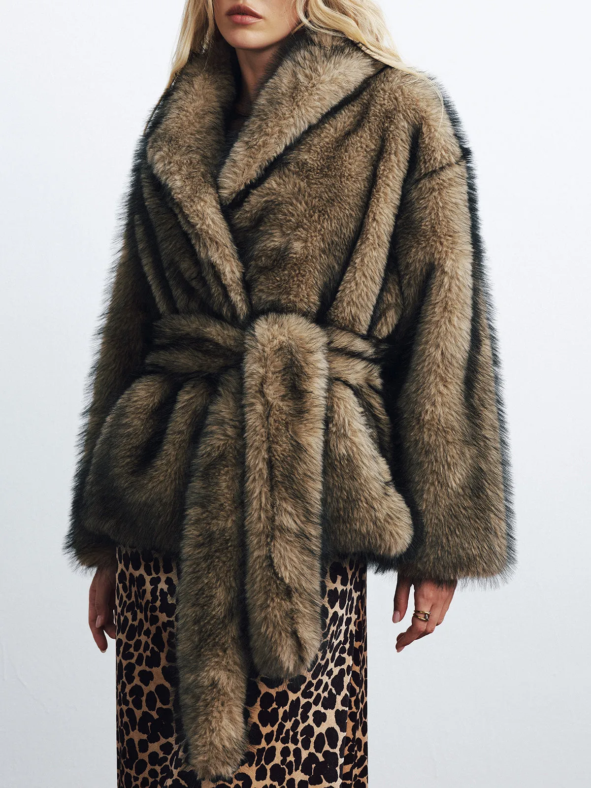 Faux Fur Belted Coat sold by COMMENSE product image thumbnail 3