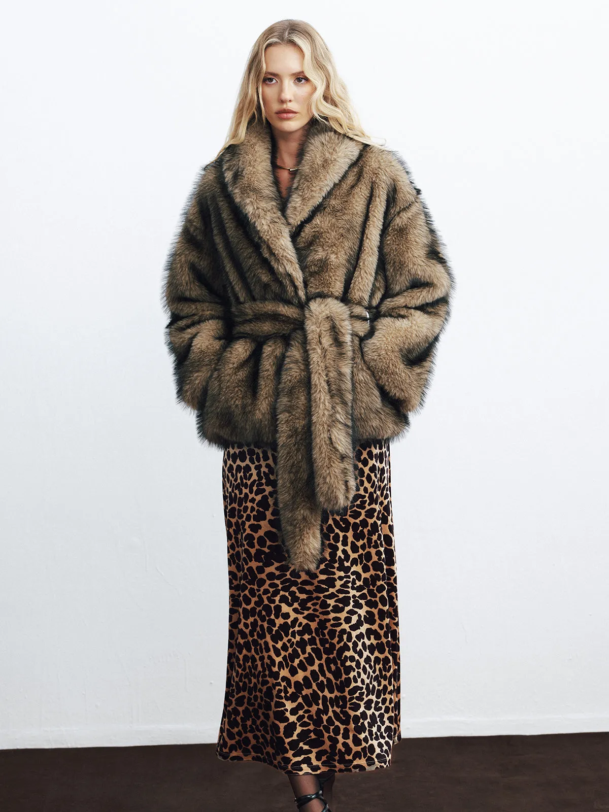 Faux Fur Belted Coat sold by COMMENSE product image thumbnail 4