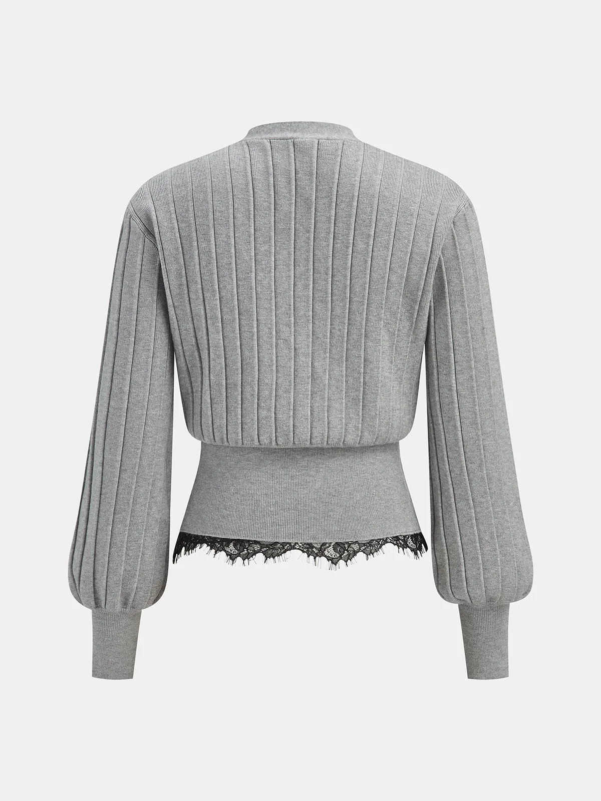 Lace Hem Ribbed Knit Cardigan sold by COMMENSE product image thumbnail 2