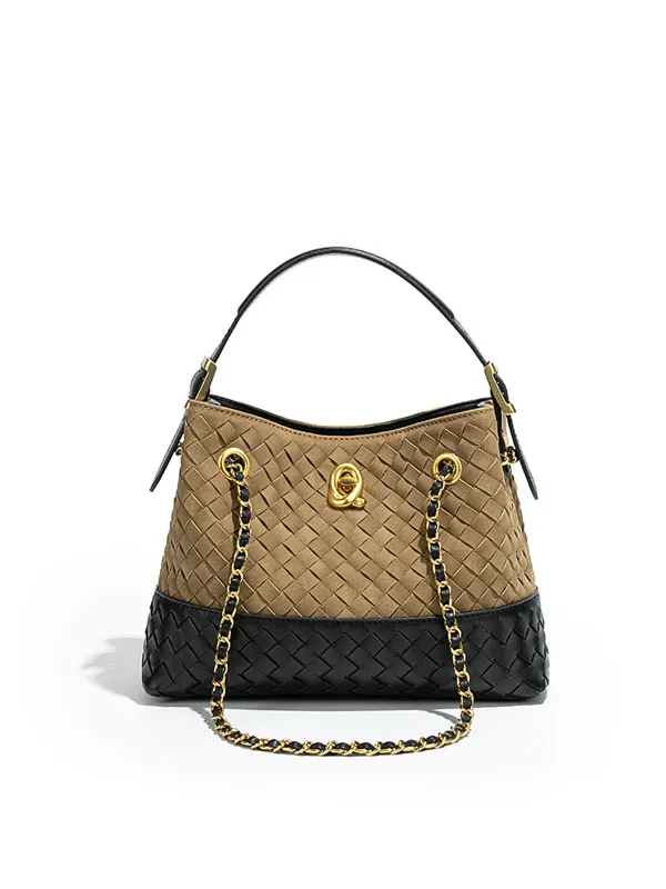 Two-Tone Woven Hobo Bag sold by COMMENSE