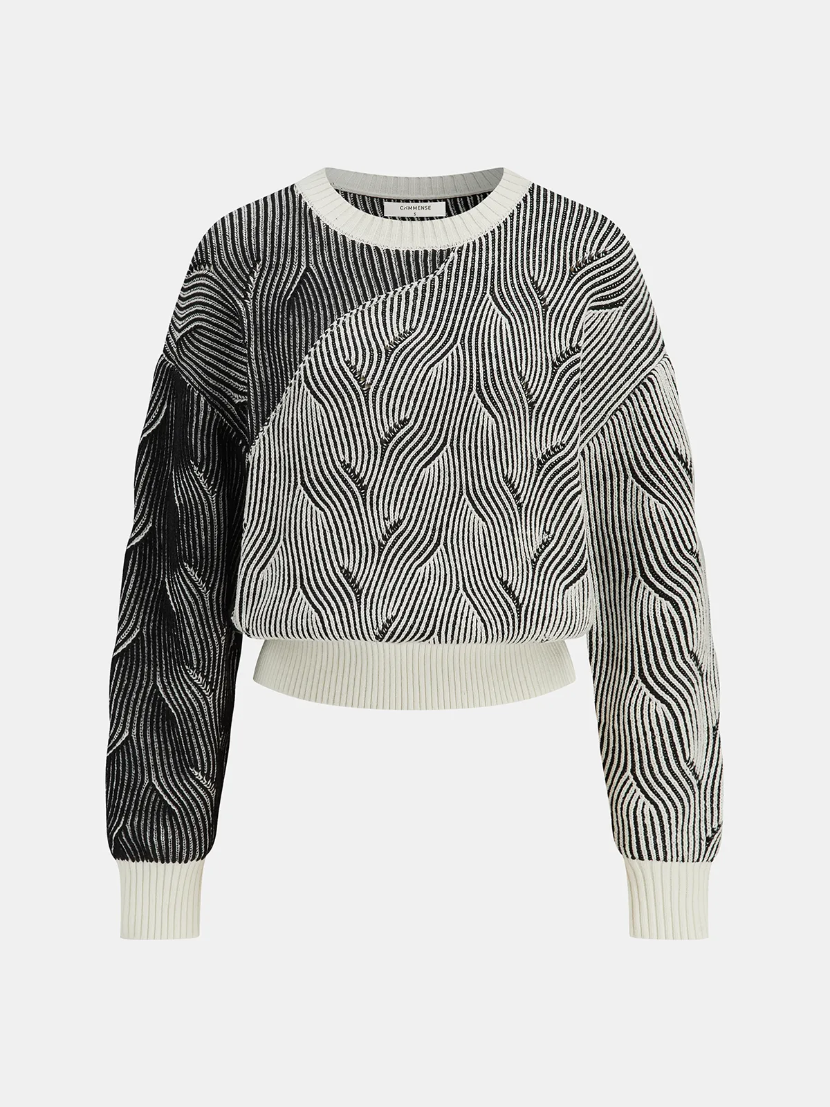 Crew Neck Wave-Knit Sweater sold by COMMENSE