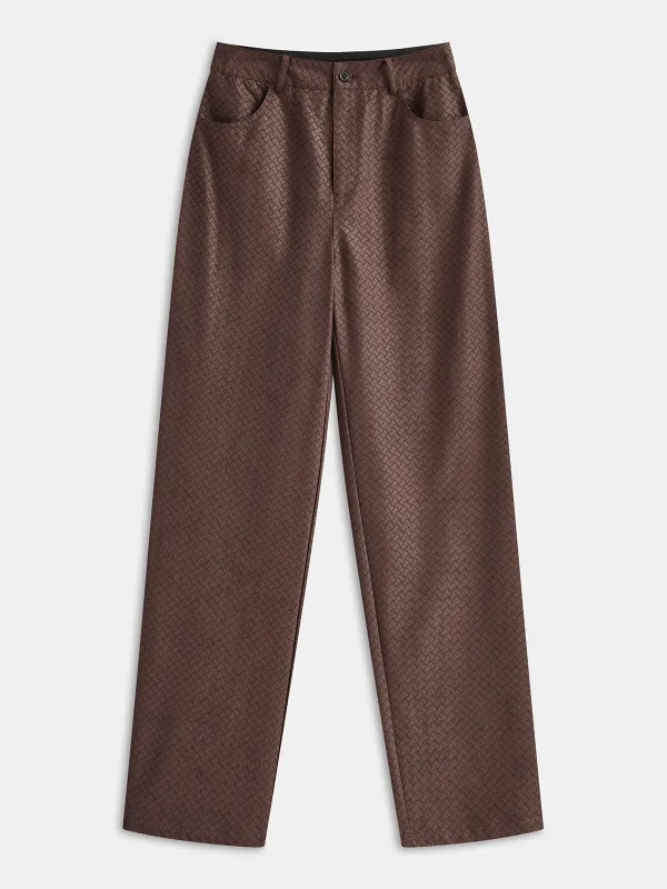Faux Leather Woven-Patterned Pants sold by COMMENSE