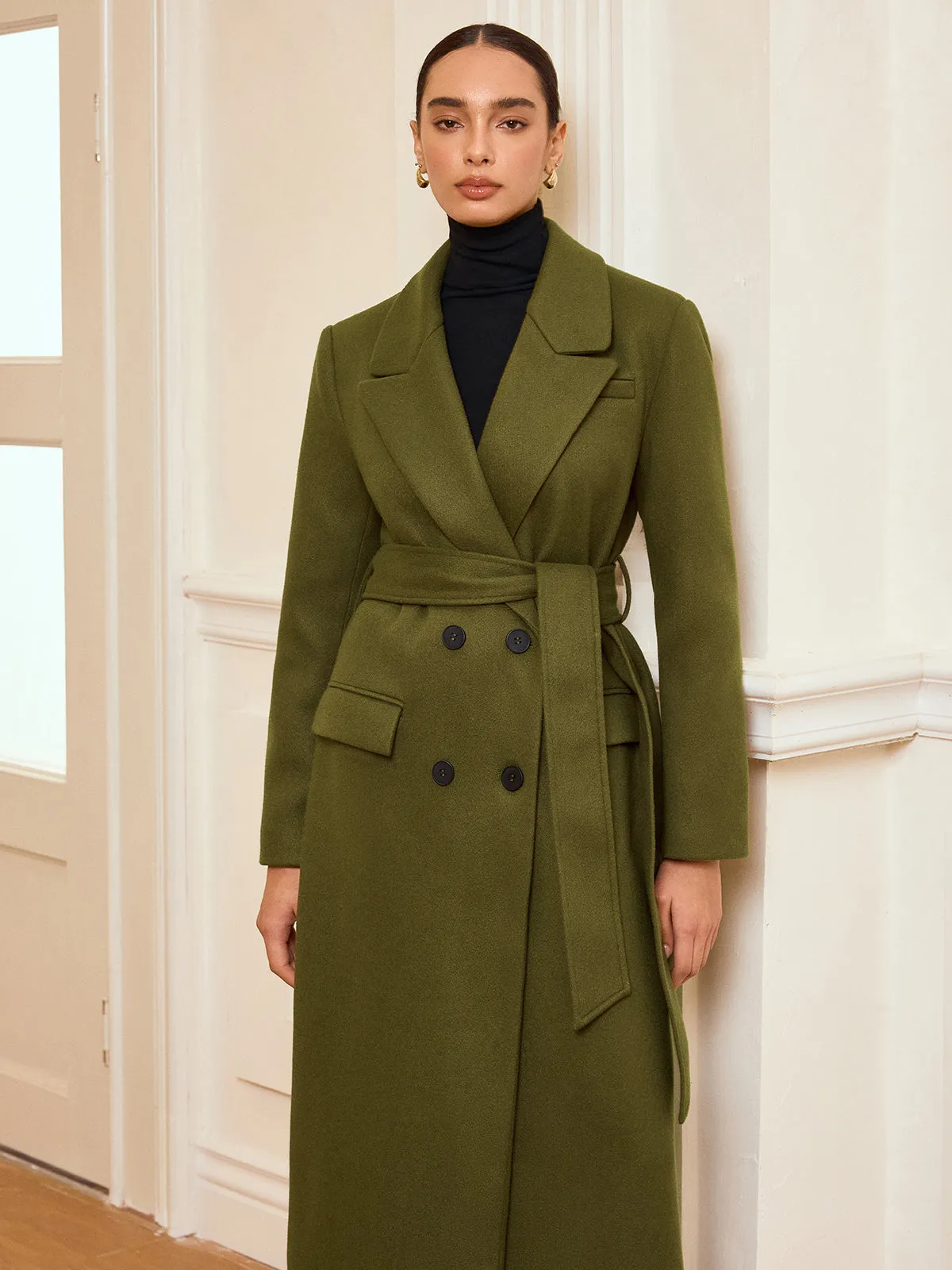 Double-Breasted Belted Long Coat sold by COMMENSE product image thumbnail 3