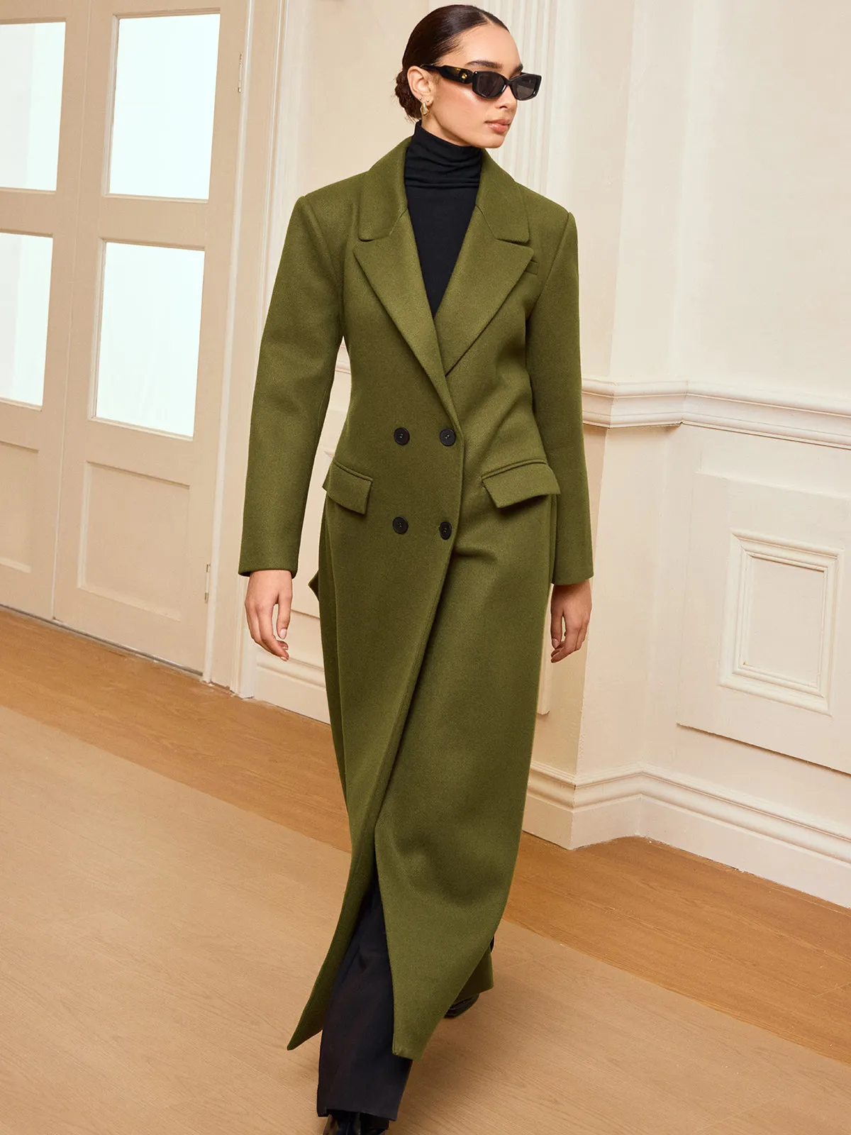 Double-Breasted Belted Long Coat sold by COMMENSE product image thumbnail 4