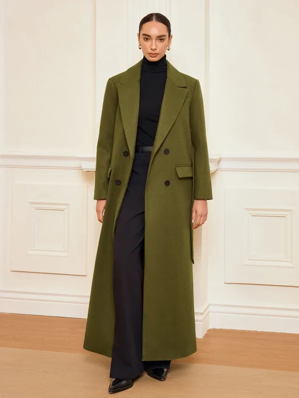 Double-Breasted Belted Long Coat sold by COMMENSE