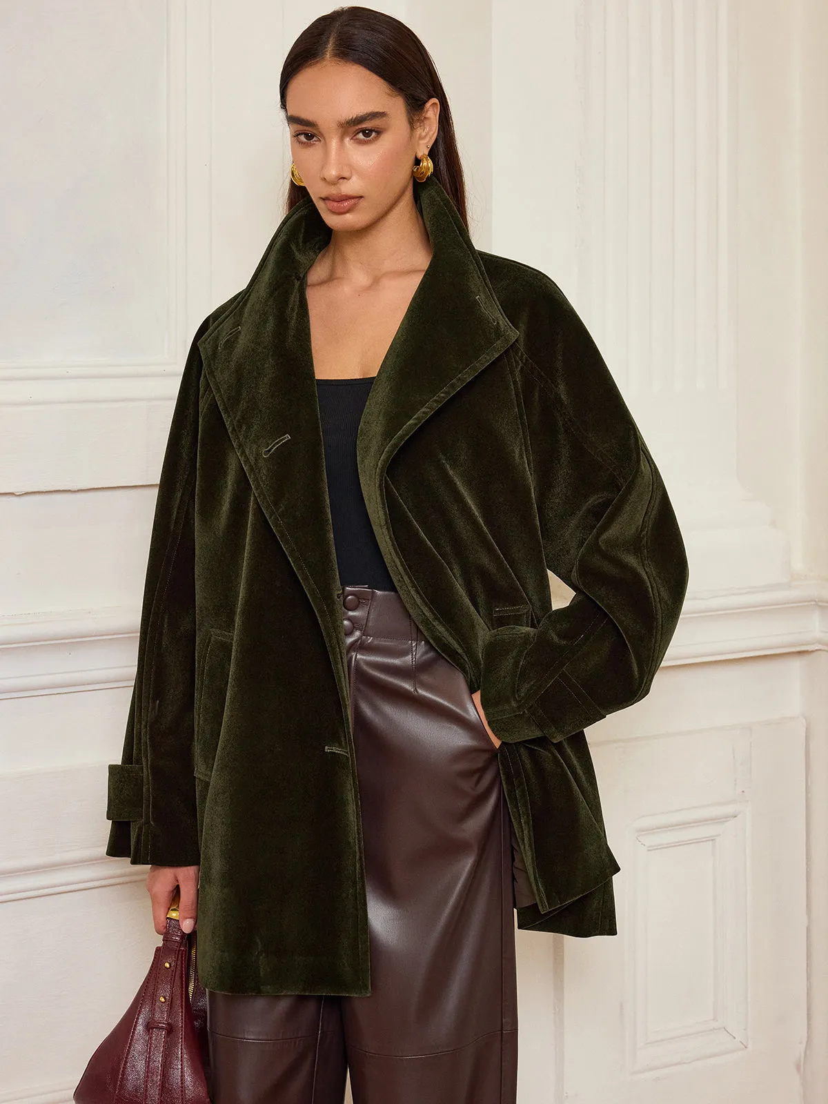 Pocketed Velvet Coat without Belt sold by COMMENSE product image thumbnail 3