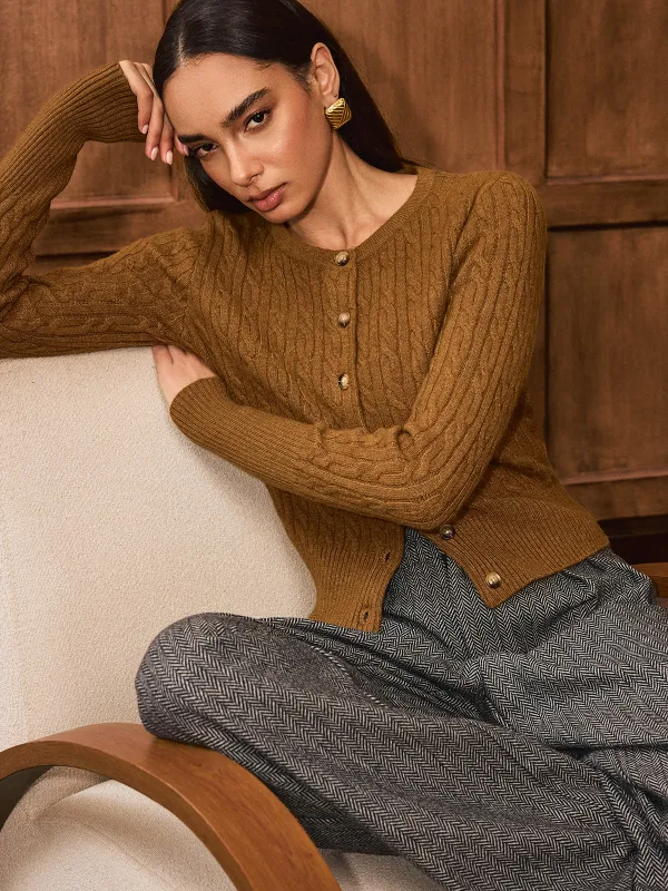 Button-Front Cable-Knit Cardigan sold by COMMENSE